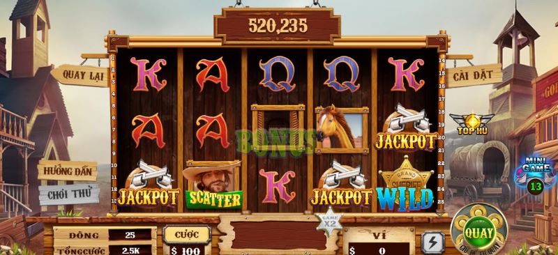 Biểu tượng cược có tại slot Miền viễn tây